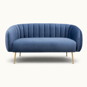 Velvet blue sofa for event hire in London