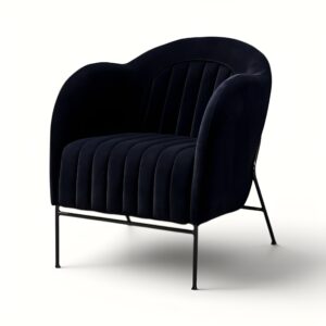 Sophia armchair in black velvet with channel detailing for event hire