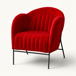 Sophia armchair in red velvet with channel detailing for event hire