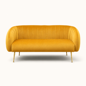Yellow sofa in velvet for event hire