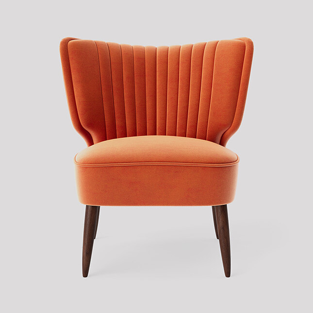 Cocktail Chair, Burnt Orange Velvet - Juno Hire