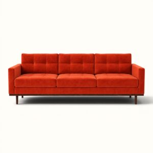 Burnt orange velvet sofa hire in London