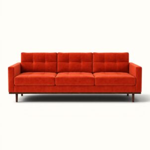 Burnt orange velvet sofa hire in London