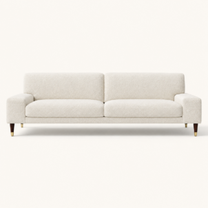 White boucle three seater sofa for event hire in London