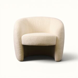 White boucle armchair, for event hire in london