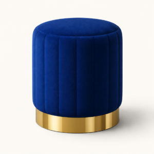 Electric Blue velvet pouffe for event hire