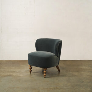 Mila Chair in marine blue with wooden legs