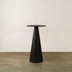 Black Poseur Table with a cone base available for event hire