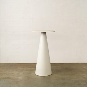 White Poseur Table with a cone base available for event hire
