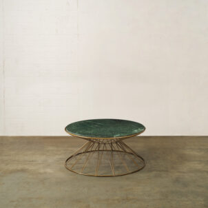 Round green marble coffee table with gold stand