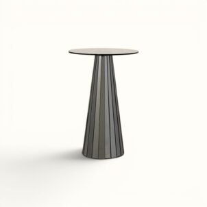 Metallic Prism side table with sculptural geometric base for event hire