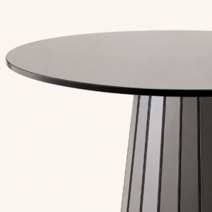 Metallic Prism side table with sculptural geometric base for event hire