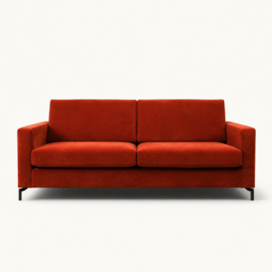 Deep Orange velvet sofa for hire in london