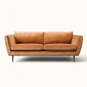 Pale rust chenille sofa for hire in london