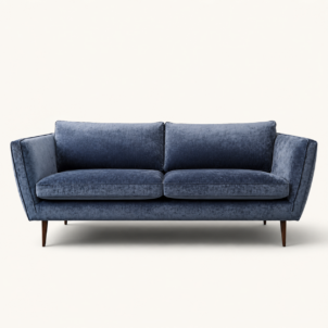 Navy blue chenille sofa for event hire in london