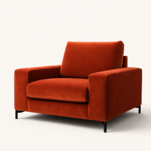 Armchair in Deep Orange Velvet