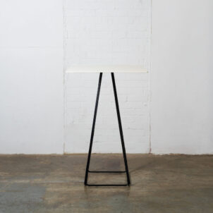 Poseur table with black legs and white top