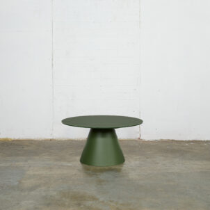 Green frosted glass cone side table for event hire in London