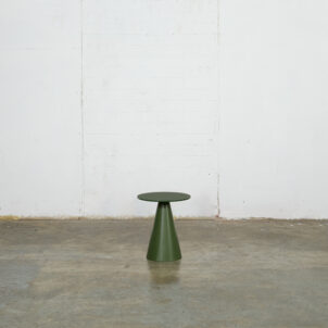 Green frosted glass cone side table for event hire in London
