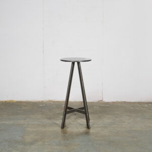 Satin black round stool for hire