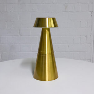 Nova wireless brushed gold table lamp for event hire in London
