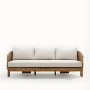 Porto Sofa White Rattan event furniture hire London