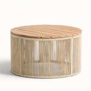 Round outdoor wooden table for hire in london