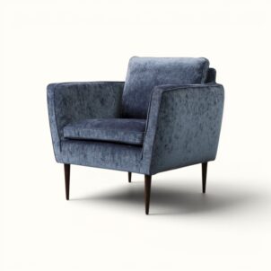 Palm Armchair in blue chenille for event hire in london